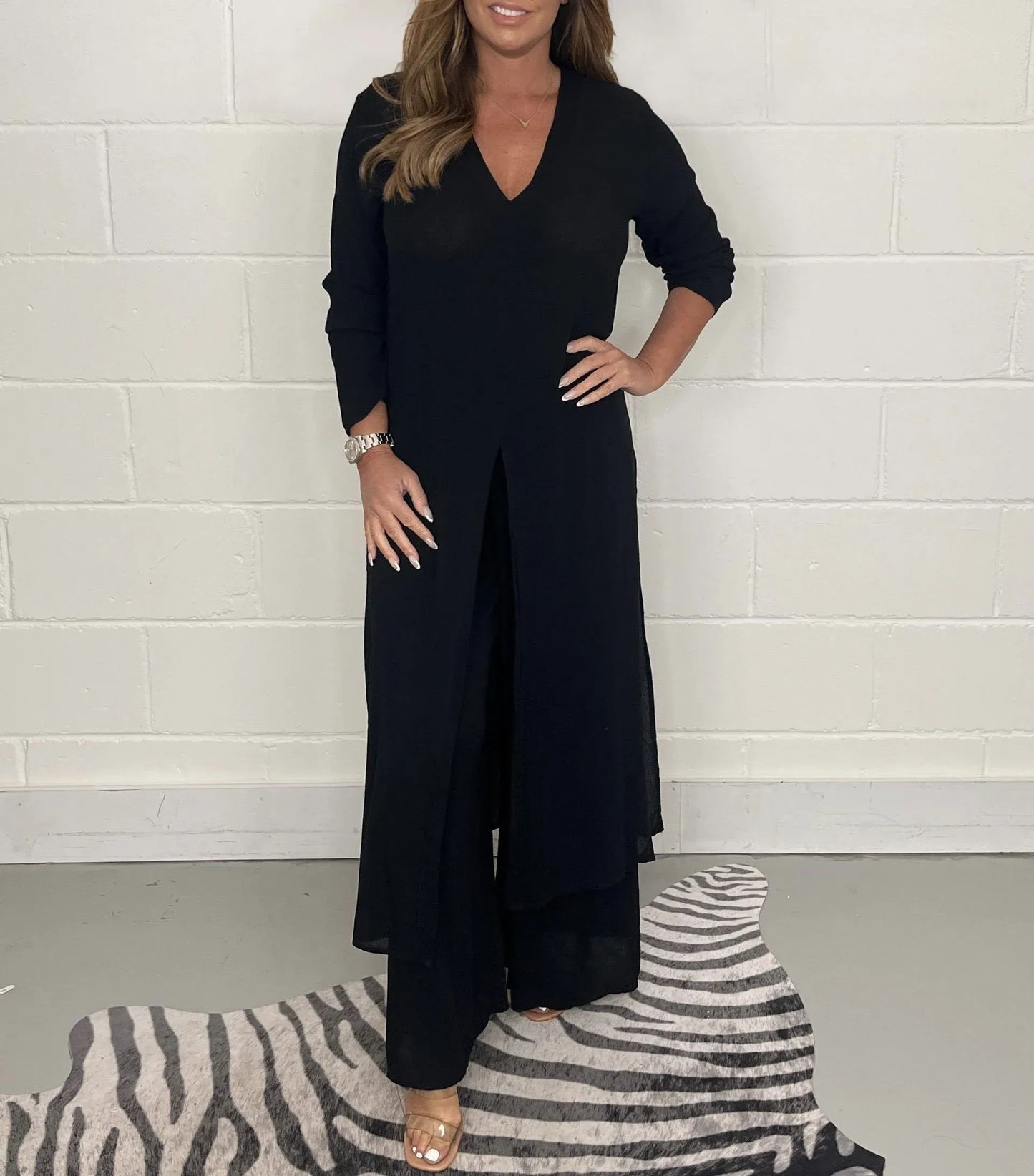 Zweiteiliges Damen Herbst-Set mit weiter Hose – Trendig & Luftig – Cosima