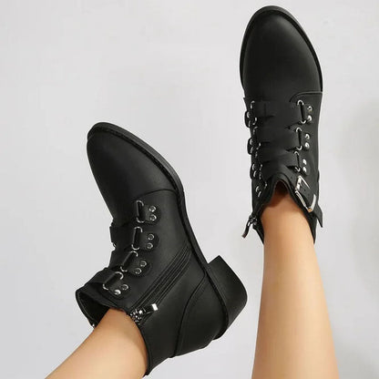Damen Stiefeletten mit Blockabsatz im Vintage Look – Yolisa
