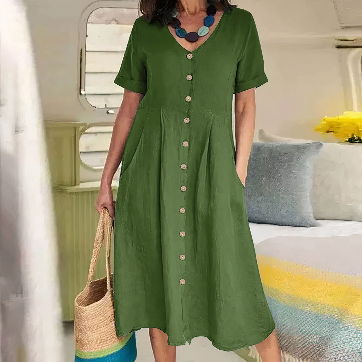 Lässiges Baumwoll-Leinen Sommerkleid – Noor