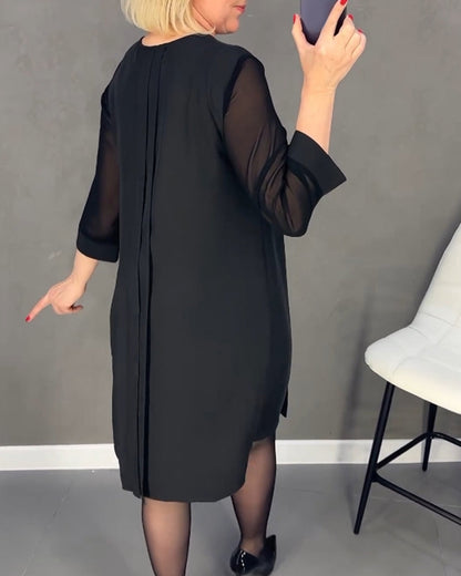 Elegantes Herbst-Shiftkleid mit Mesh-Details – Gabrielle