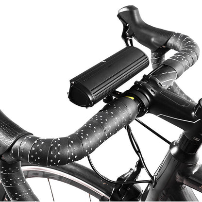 Schwarzes Fahrradlenkerlicht auf Rennradlenker, LED, wasserdicht, für Nachtfahrten.