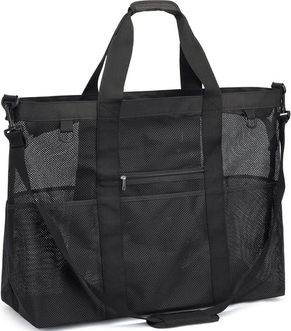 Kaufe 1, Erhalte 1 GRATIS – Extra Große Durchsichtige Mesh-Strandtasche mit 8 Taschen – ClearWave