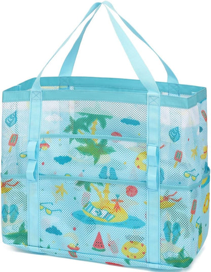 Kaufe 1, Erhalte 1 GRATIS – Extra Große Durchsichtige Mesh-Strandtasche mit 8 Taschen – ClearWave