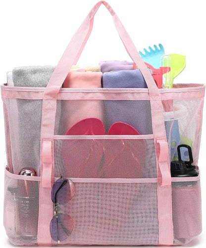 Kaufe 1, Erhalte 1 GRATIS – Extra Große Durchsichtige Mesh-Strandtasche mit 8 Taschen – ClearWave
