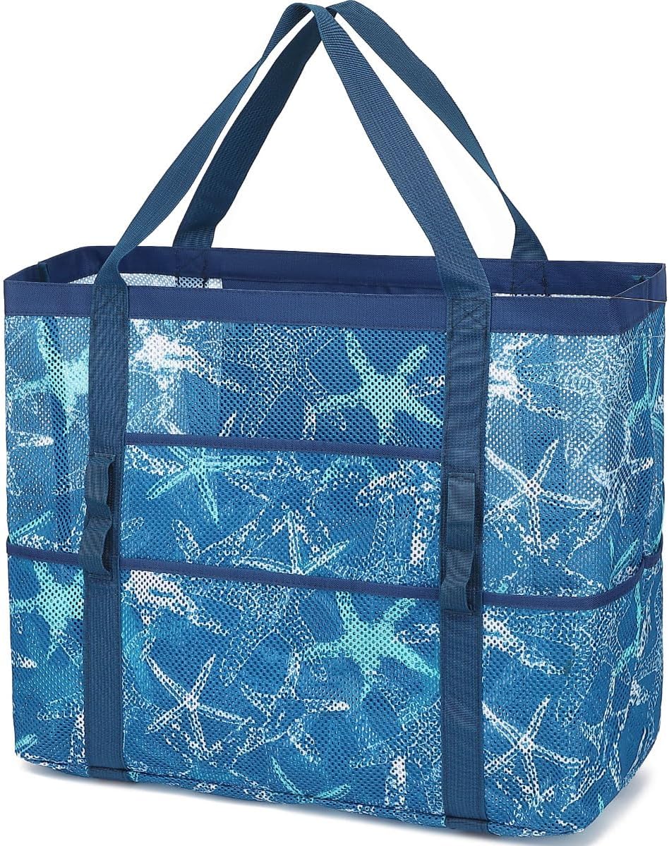 Kaufe 1, Erhalte 1 GRATIS – Extra Große Durchsichtige Mesh-Strandtasche mit 8 Taschen – ClearWave