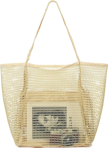 Kaufe 1, Erhalte 1 GRATIS – Extra Große Durchsichtige Mesh-Strandtasche mit 8 Taschen – ClearWave
