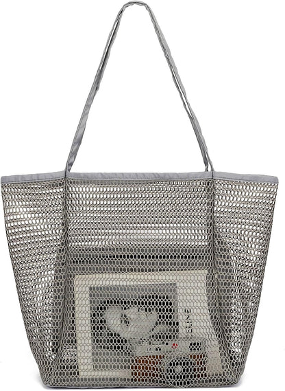 Kaufe 1, Erhalte 1 GRATIS – Extra Große Durchsichtige Mesh-Strandtasche mit 8 Taschen – ClearWave