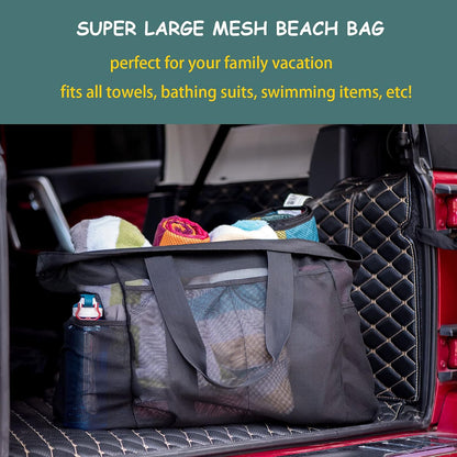 Extra-große Mesh-Strandtasche mit Reißverschluss – sandfreie Tasche (Kaufe 1, erhalte 1 GRATIS)