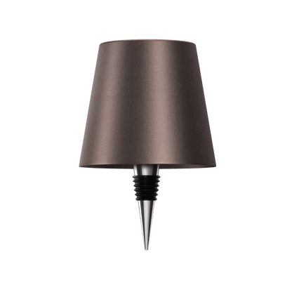 Braune Flaschenlampe, transparent, modern, Metall, für stilvolle Beleuchtung, Inneneinrichtung.