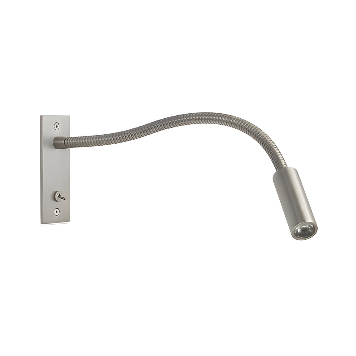 Wandlampe in mattem Silber mit Montageplatte und Flexarm