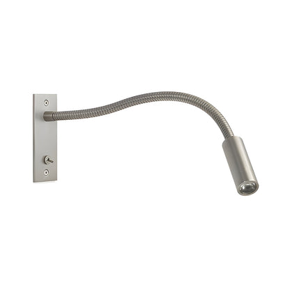 Wandlampe in mattem Silber mit Montageplatte und Flexarm