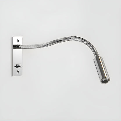 Wandlampe in glänzendem Chrom mit geschwungenem Flexarm und zylindrischem Strahler