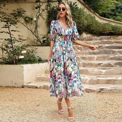 Herbstkleid mit V-Ausschnitt – Sophie