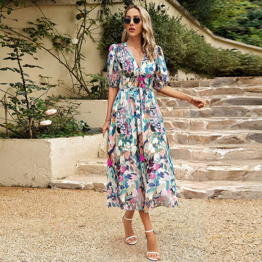Herbstkleid mit V-Ausschnitt – Sophie
