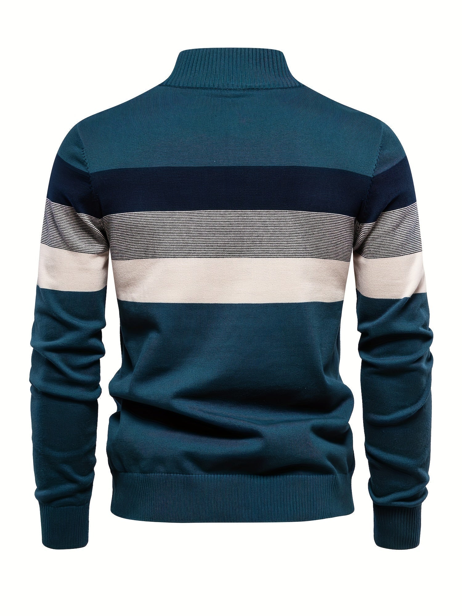 Herrenpullover gestreift, blau-grau, Baumwolle, modisch, langärmelig, Herbstmode.