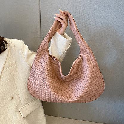 Flechtledertasche rosa, Damenhandtasche, modisch, elegant, Accessoire, Schultertasche