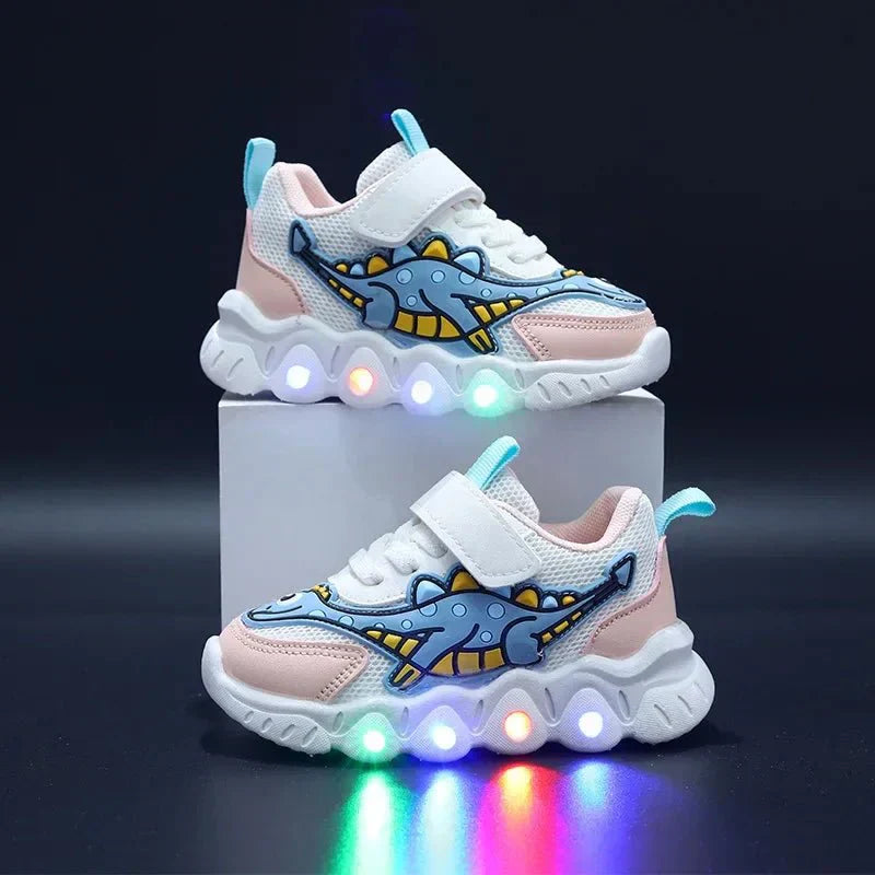 Leuchtende Dino-Turnschuhe für Kinder mit Klettverschluss – GlowSteps