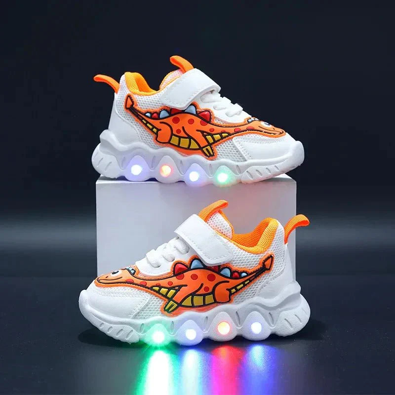 Leuchtende Dino-Turnschuhe für Kinder mit Klettverschluss – GlowSteps