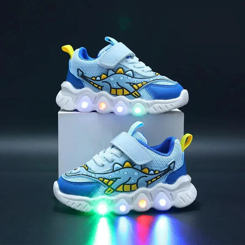 Leuchtende Dino-Turnschuhe für Kinder mit Klettverschluss – GlowSteps