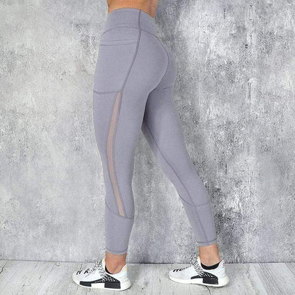 Graue Anti-Cellulite-Leggings mit Taschen, sportlich, figurbetont, atmungsaktiv, Damenmode.