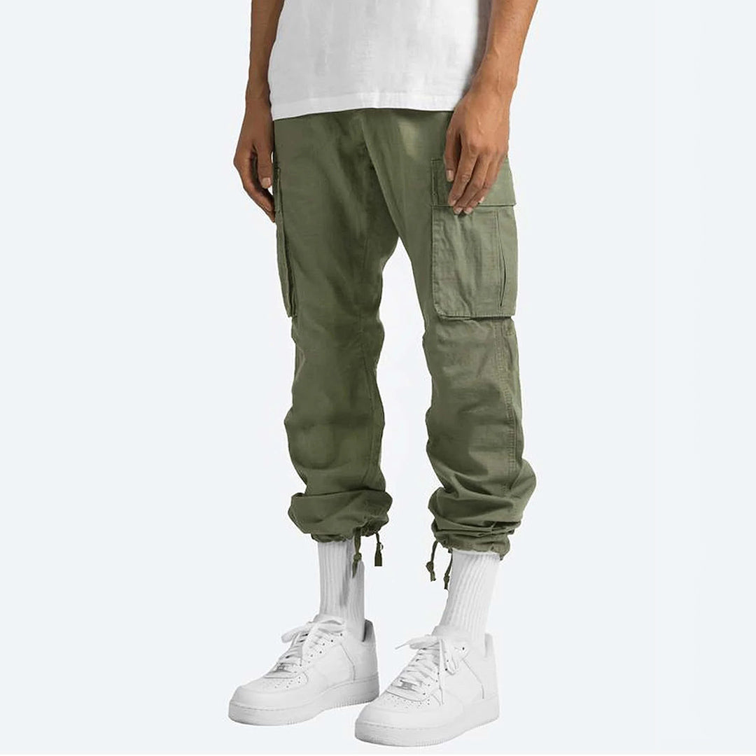 Grüne Cargohose Herren, Baumwolle, Taschen, lässig, modisch, Streetwear, bequem.