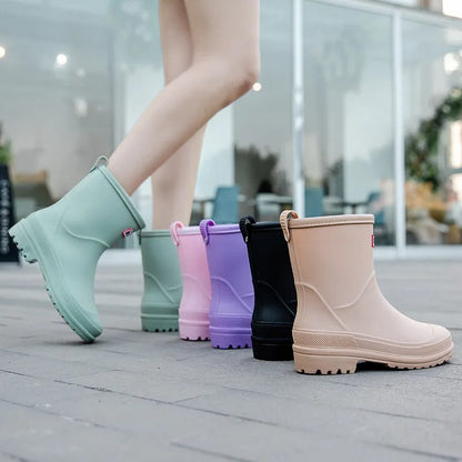 Damen Gummistiefel in Pastellfarben, wasserdicht, rutschfest, ideal für Regenwetter.