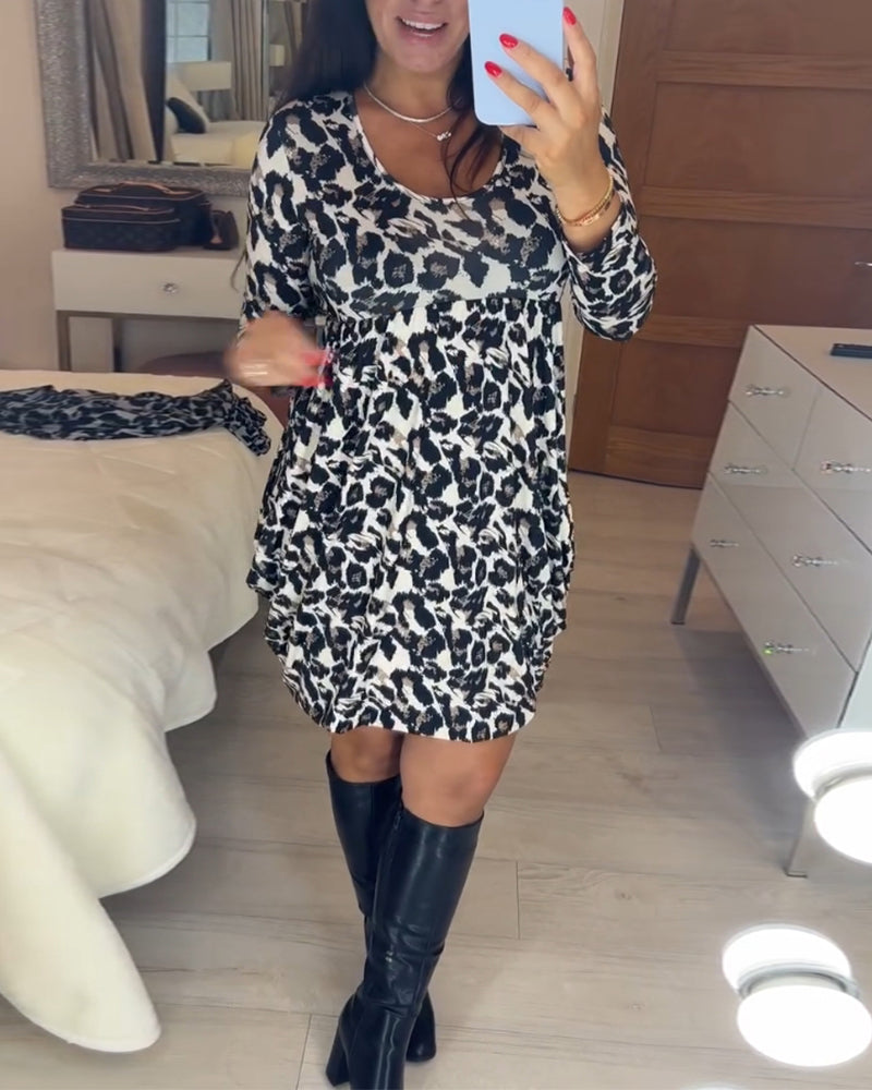 Herbstkleid mit Leopardenmuster – Leona