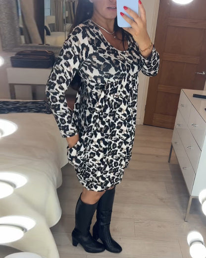 Herbstkleid mit Leopardenmuster – Leona