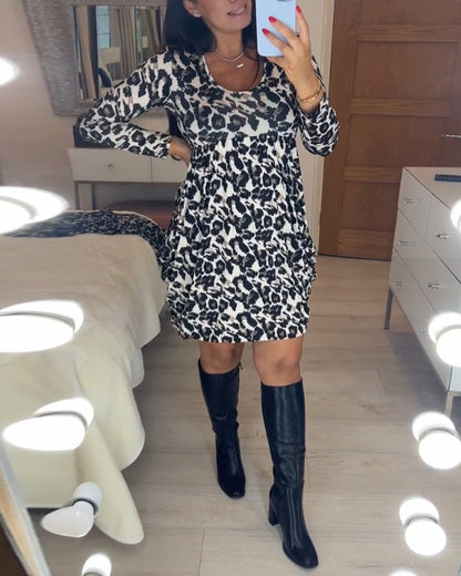 Herbstkleid mit Leopardenmuster – Leona