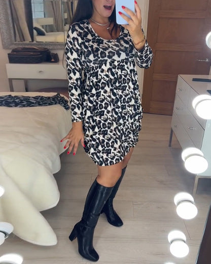 Herbstkleid mit Leopardenmuster – Leona