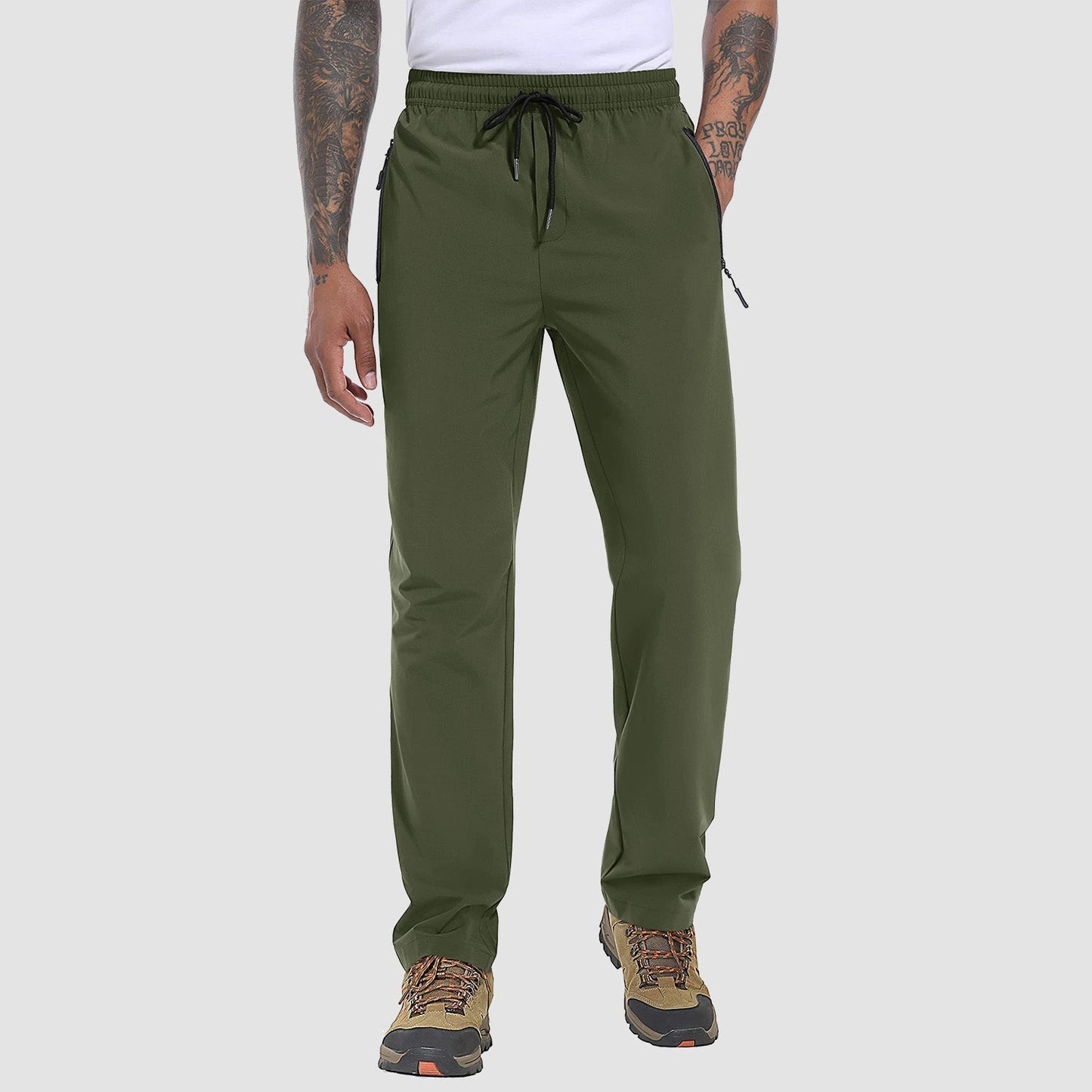 Männer-Schnelltrocknende Hose, grün, elastisch, leicht, atmungsaktiv, ideal zum Wandern.