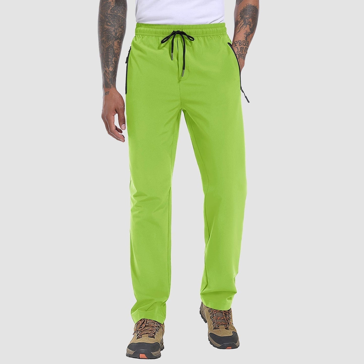 Grüne Herren-Schnelltrockenhose, elastisch, leicht, atmungsaktiv, ideal zum Wandern.