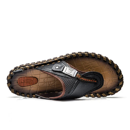 Herren Sandalen, schwarz, Outdoor-Strandsandalen, handgefertigt, Clip-Toe, Größe 38-47.