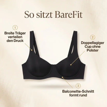 Schwarzer BH mit breiten Trägern und doppellagigem Cup ohne Polsterung