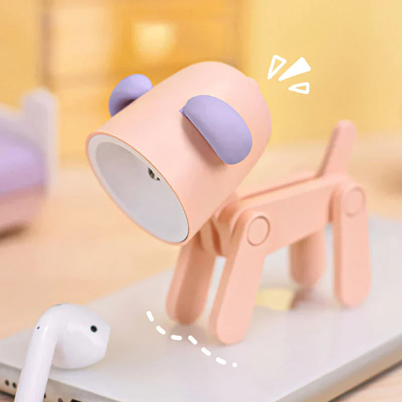 Rosa Hundetischlampe, LED, verstellbar, Kinderzimmer, Nachtlicht, modernes Design.