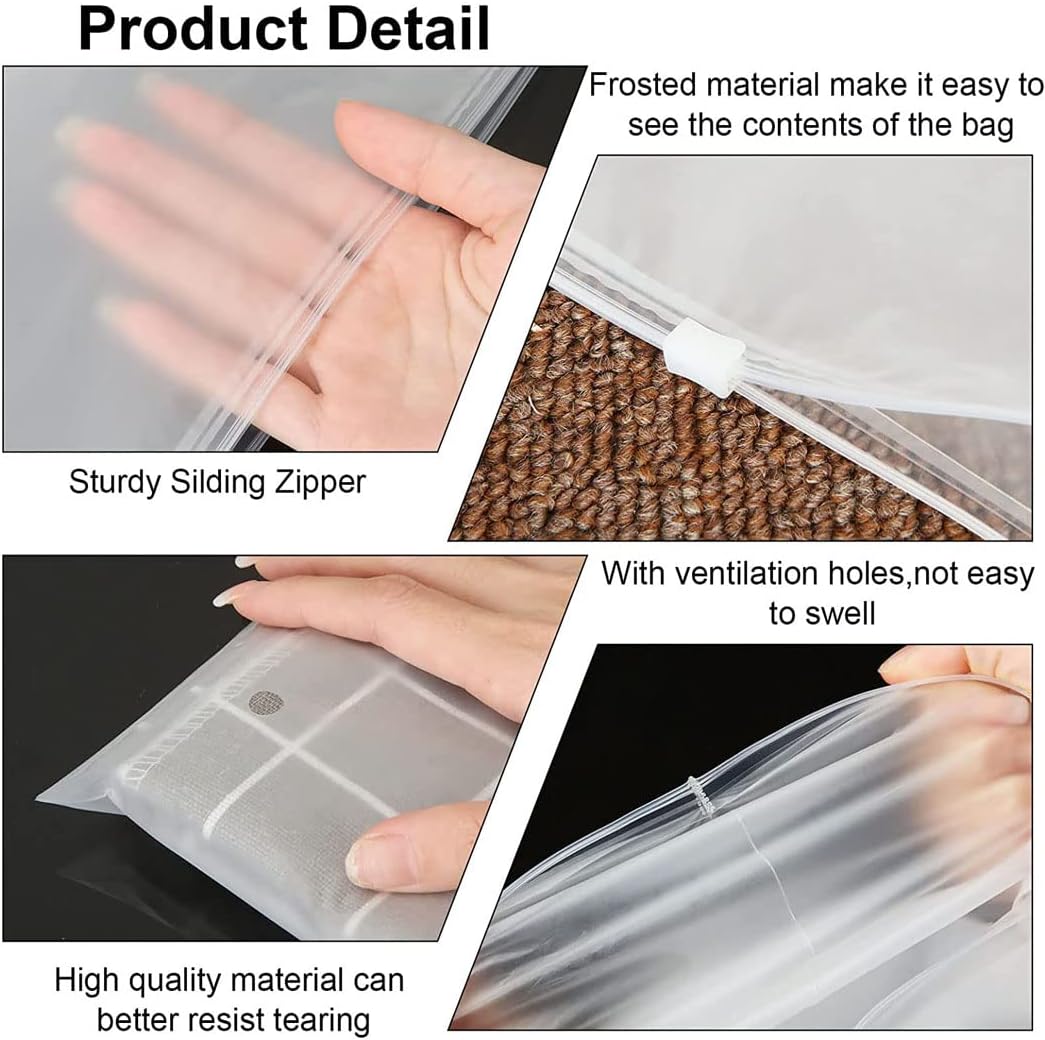 Wiederverwendbare Frosted Zip Beutel – 40er-Pack Kleideraufbewahrungsbeutel mit Lüftungslöchern (Kaufe 1, Erhalte 1 GRATIS)