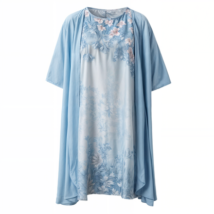 Herbstliches Stilvolles Geblümtes A-Linien Kleid mit Weste für Damen – Miray