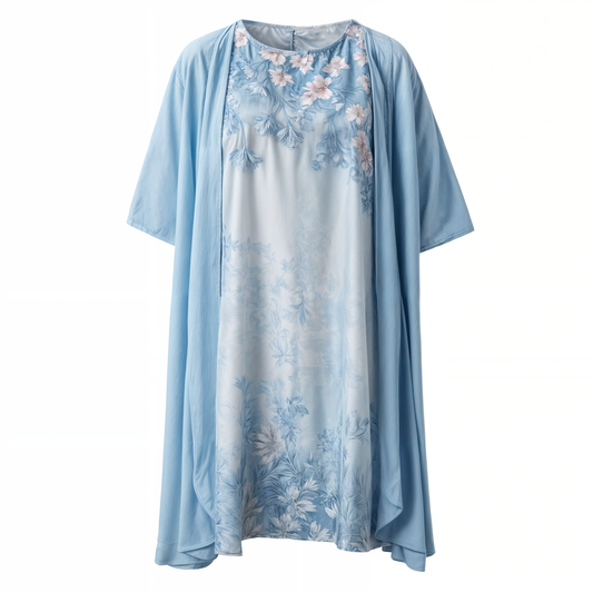 Herbstliches Stilvolles Geblümtes A-Linien Kleid mit Weste für Damen – Miray