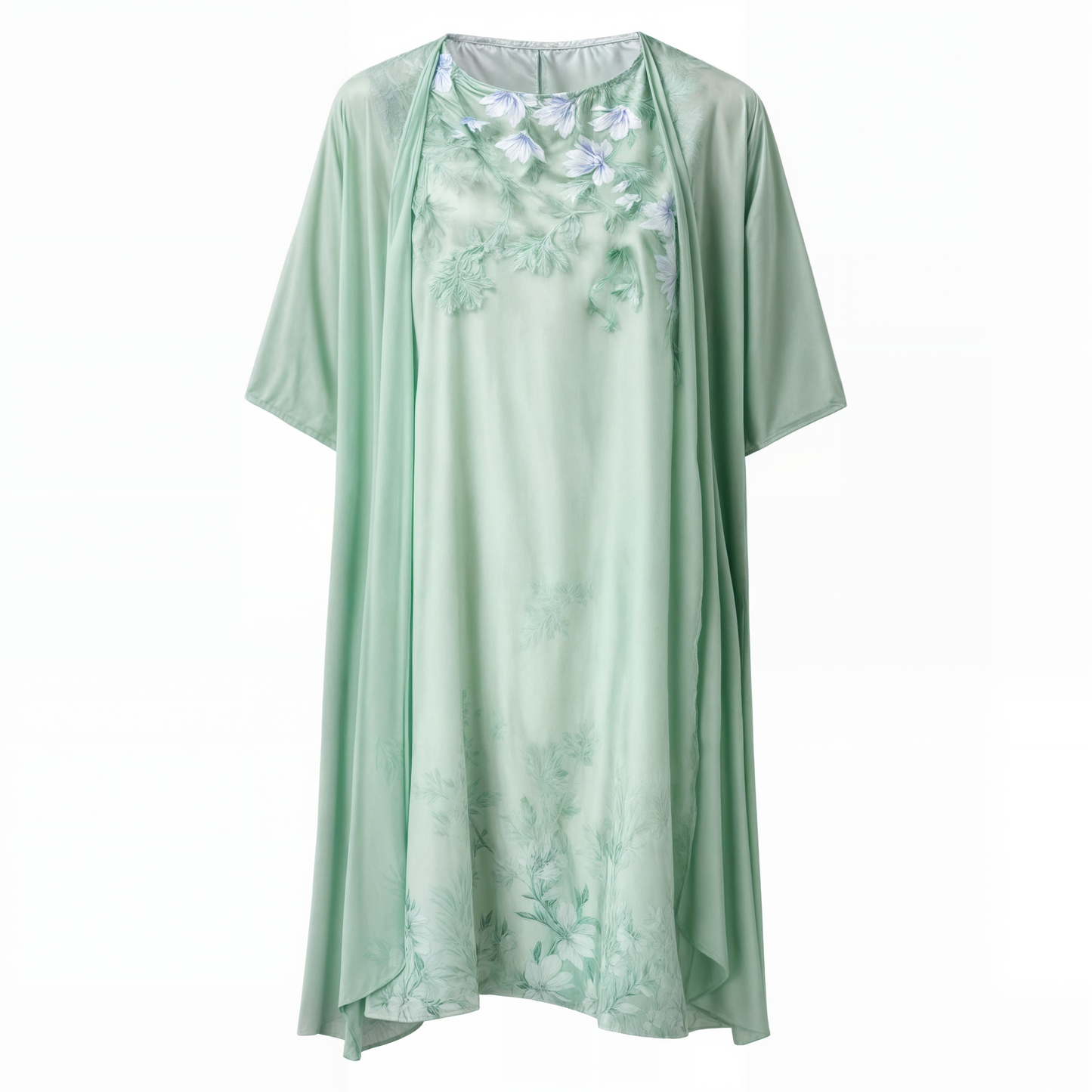 Herbstliches Stilvolles Geblümtes A-Linien Kleid mit Weste für Damen – Miray