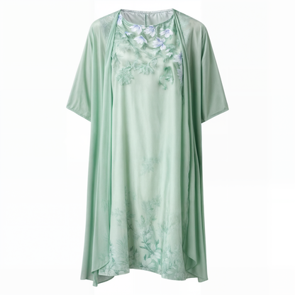 Herbstliches Stilvolles Geblümtes A-Linien Kleid mit Weste für Damen – Miray