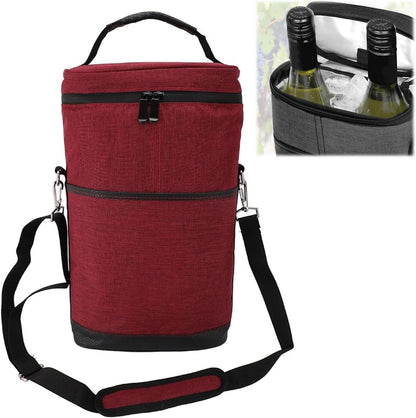 Isolierte 2-Flaschen-Weinkühltasche mit verstellbarem Gurt – Kaufe 1, Erhalte 1 GRATIS