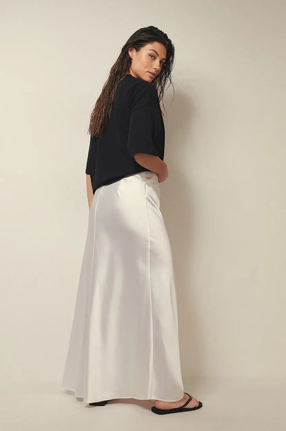 Satinierten Damenrock mit Hoher Taille – Elena Herbstzauber Edition