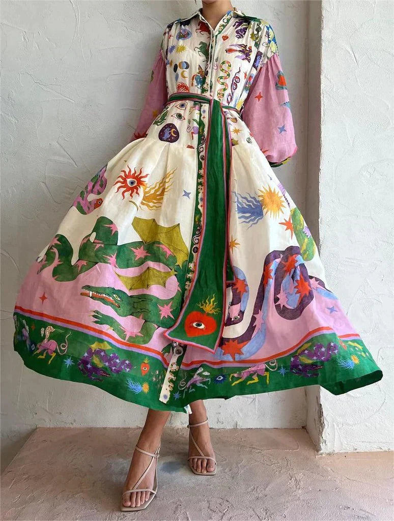 Elegantes Italienisches Maxikleid – Bianca Herbstzauber
