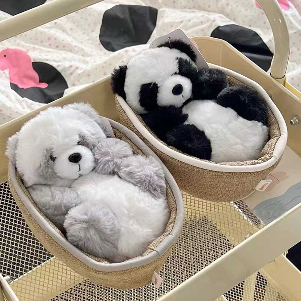 Plüsch-Panda mit Korb zum Herausnehmen – weich gefüllt & dekorativ – 20 cm