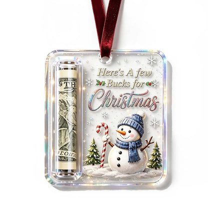 Weihnachtsanhänger Geldhalter aus transparentem Acryl mit Schneemann-Motiv