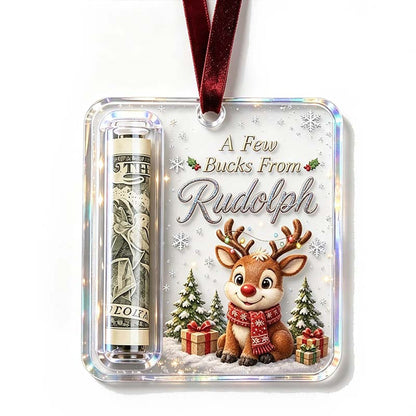 Weihnachtsanhänger Geldhalter aus transparentem Acryl mit Rentier-Motiv