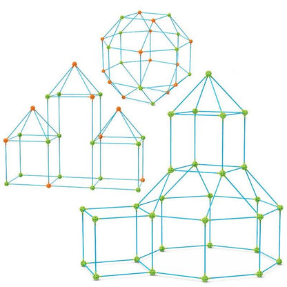 Baukasten für Kinder, geometrische Formen, blau-grün, Konstruktionsspielzeug, Kreativität fördern.