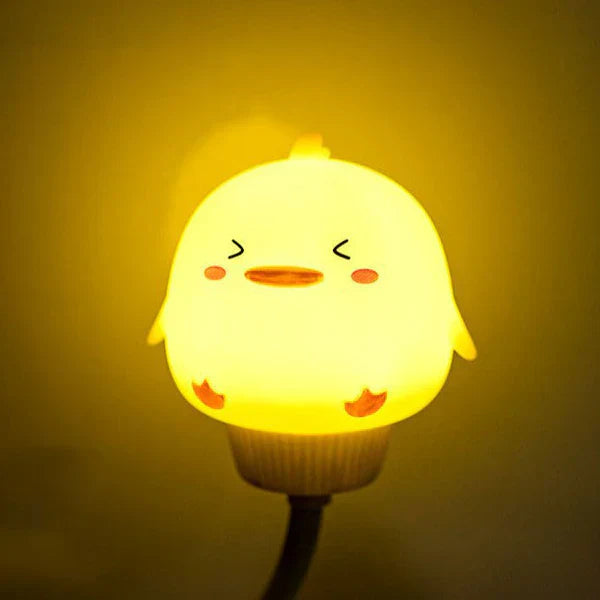 Gelbe Küken-Nachtlampe, LED, Kinderzimmer, dimmbar, energiesparend, süßes Design.