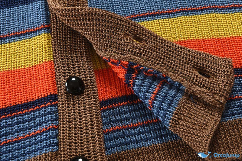 Herren Strick-Cardigan mit Colourblock und geometrischem Muster – Leandro