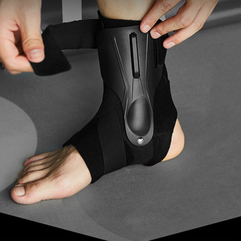 Schwarze Knöchelbandage, verstellbar, für Sportverletzungen, Fußgelenkschutz, Unisex.